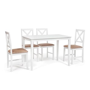 Обеденная группа на кухню Хадсон (стол + 4 стула) id 13693 pure white (белый 2-1) арт.13693 в Березниках
